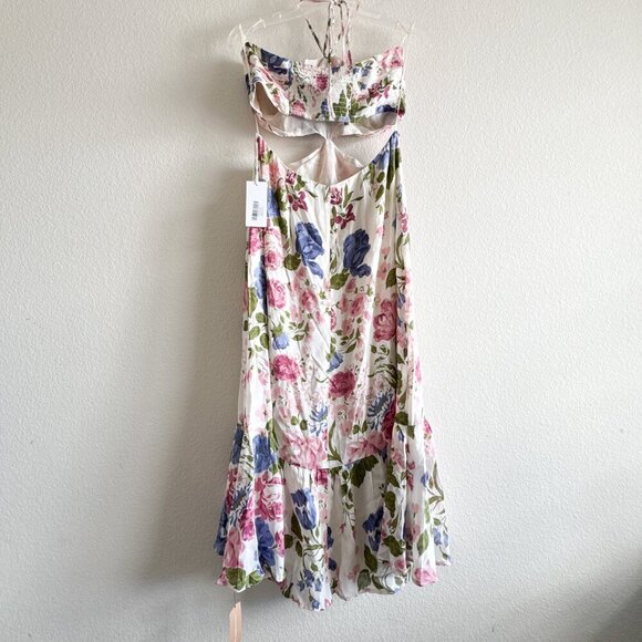 Reformation New Riya Floral Halter Cutout Midi Dress Donna Floral Size 10 - Picture 7 of 11